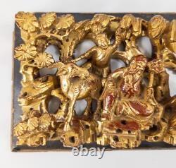Antique Chinese Carved Gilded Wall Panel As Is Headless Heron
