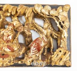 Antique Chinese Carved Gilded Wall Panel As Is Headless Heron