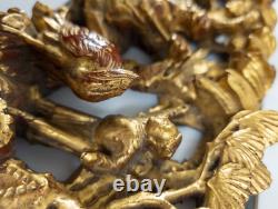 Antique Chinese Carved Gilded Wall Panel As Is Headless Heron