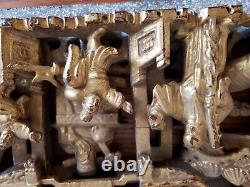 Antique Chinese Carved Giltwood Panel with Figures 12 X 6