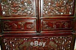 Antique Chinese Carved Pierced Wood Window Screens Lattice Wall Panels