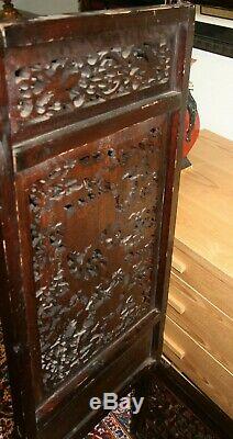 Antique Chinese Carved Pierced Wood Window Screens Lattice Wall Panels