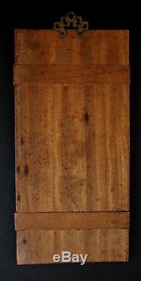Antique Chinese Carved Soapstone Overlaid Wood Panel French Flea Market Find