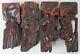 Antique Chinese Carved Wood Architectural Panel Fragment Lot Foo Dog Red Lacquer