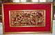 Antique Chinese Carved Wood Carved Panel, Phoenix Mythical Lion Flowers Trees