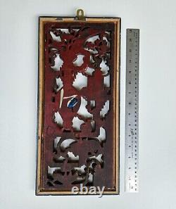 Antique Chinese Carved Wood Gild Panel