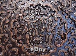 Antique Chinese Carved Wood Panel For Wall Deco 19c (ff101)