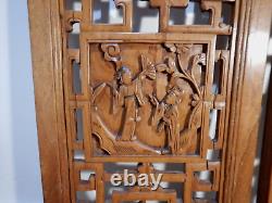 Antique Chinese Carved Wood Panels A Pair Of Wall Hangings