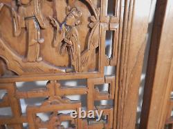 Antique Chinese Carved Wood Panels A Pair Of Wall Hangings