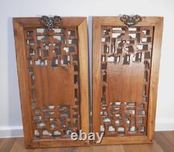 Antique Chinese Carved Wood Panels A Pair Of Wall Hangings