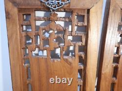 Antique Chinese Carved Wood Panels A Pair Of Wall Hangings