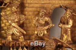 Antique Chinese Carved Wood Wall Panel Gold Gilt Free Shipping
