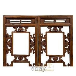 Antique Chinese Carved Wooden Window Panels Wall Arts a Pair
