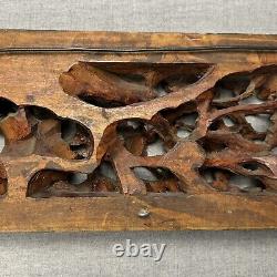 Antique Chinese Hand Carved Gold Gilt Wood Wall Panel Tree With Birds 23x 7