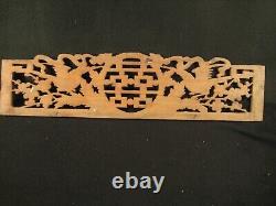 Antique Chinese Qing Dynasty Hand Carved Architectual Panel Birds & Flowers