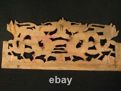 Antique Chinese Qing Dynasty Hand Carved Architectual Panel Dragons & Pearl Of