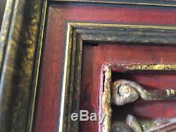Antique Chinese Qing / Republic Pair of Red Lacquered & Gilt Carved Wood Panels