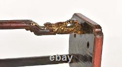 Antique Chinese Red & Gilded Wood Carving w Carved Panel & Dragon, Qing, 19th c