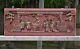 Antique Chinese Red & Gilt Wood Carved Panel, 19th C
