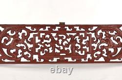 Antique Chinese Red Wooden Two Sided Carving / Carved Panel w Dragon Decor