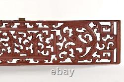 Antique Chinese Red Wooden Two Sided Carving / Carved Panel w Dragon Decor