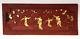 Antique Chinese Relief Carved Wood Panel Wall Plaque- Spring Outing, Red & Gilt