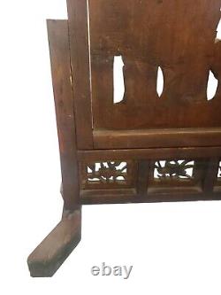 Antique Chinese Scholar Table Screen Carved Wood Scene Screen Panel 19th Century