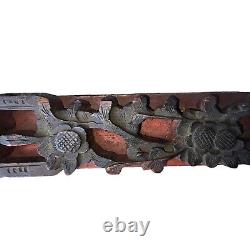 Antique Chinese Wood Carved Panel Wall Hanging 3d 18.75x2.5