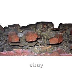 Antique Chinese Wood Carved Panel Wall Hanging 3d 18.75x2.5