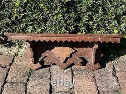 Antique EASTLAKE VICTORIAN Incised Wood CLOCK SHELF Panel CORBEL Carved Fretwork