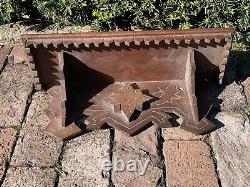 Antique EASTLAKE VICTORIAN Incised Wood CLOCK SHELF Panel CORBEL Carved Fretwork