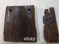 Antique EUROPEAN CARVED WOOD FOLK ART PANEL AS FOUND 16C