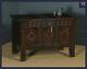 Antique English Charles Ii Oak Carved Triple Panel Coffer Chest Blanket Box
