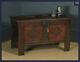 Antique English Georgian Oak Carved Twin Panel Coffer Chest Blanket Box Trunk