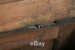 Antique English Georgian Oak Carved Twin Panel Coffer Chest Blanket Box Trunk