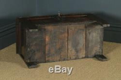 Antique English Georgian Oak Carved Twin Panel Coffer Chest Blanket Box Trunk