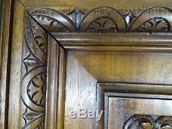 Antique Fench Large Carved Wood Solid Walnut Panel Door Fishing Scene-Trout-Ray