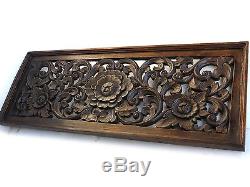 Antique Flower Kanok Branch Carved Wood Home Wall Panel Decor Art Statue gtahy