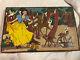 Antique Folk Art Carved Painted Snow White In Forest With Animals Wooden Panel