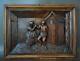 Antique French Architectural 19th. C Carved Oak Wood Wall Panel Of Dancing Breton