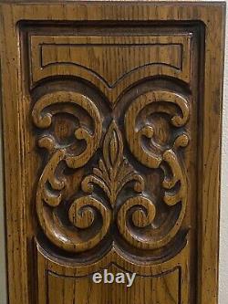 Antique French Art Nouveau Provençal Hand-Carved Solid Wood Panels 16.5 X 8.5
