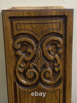 Antique French Art Nouveau Provençal Hand-Carved Solid Wood Panels 16.5 X 8.5