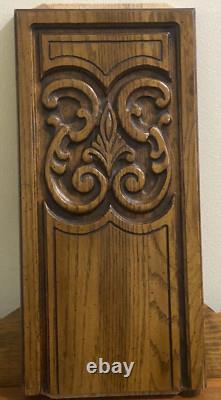 Antique French Art Nouveau Provençal Hand-Carved Solid Wood Panels 16.5 X 8.5