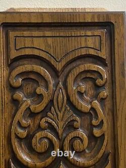 Antique French Art Nouveau Provençal Hand-Carved Solid Wood Panels 16.5 X 8.5