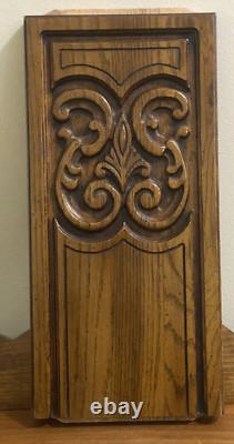 Antique French Art Nouveau Provençal Hand-Carved Solid Wood Panels 16.5 X 8.5