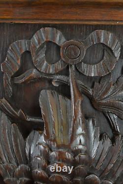 Antique French Black Forest Carved Wood Hunting Trophy Wall Panel Bird Plaque