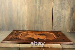 Antique French Breton Hand Carved Wood Panel Plaque Architectural Salvage Signed