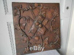 Antique French CARVED WOOD PLAQUE PANEL BOARD