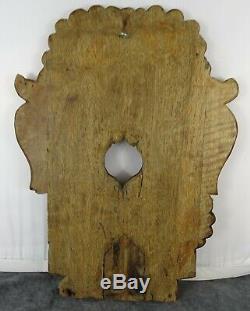 Antique French Carved Oak Wood Panel Salvage Two Angels with Fruits -18th/19th