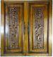 Antique French Carved Pair Wood Doors Wall Panels Solid Walnut Renaissance Style
